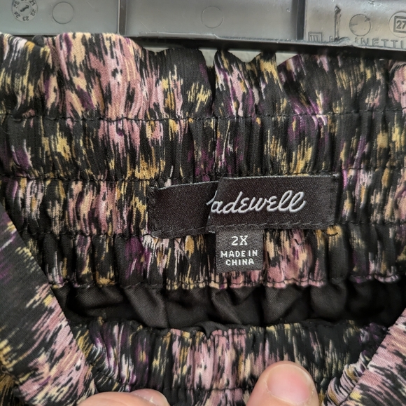 Madewell Georgette Crinkle Black Maxi Skirt Size 2X Blurred Blooms Plus - Picture 7 of 8